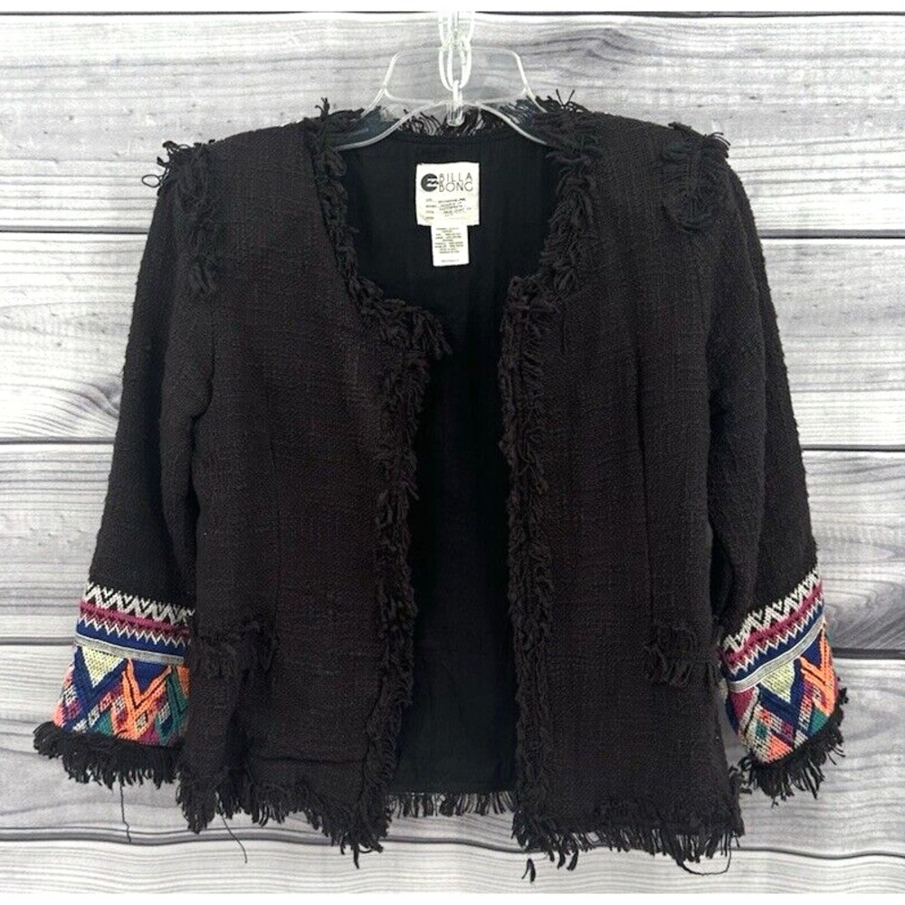 BILLABONG AZTEC OPEN FRONT TWEED BLAZER JACKET Women's‎ Size Small